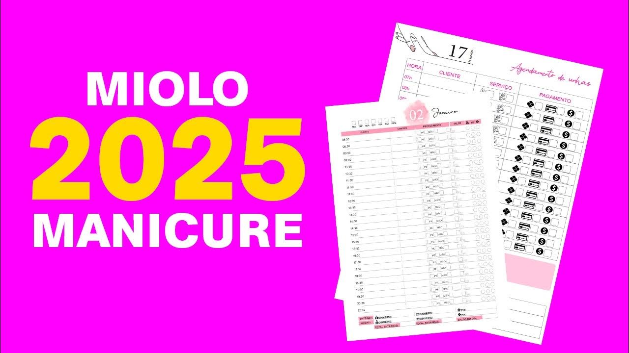 Miolo de agenda Manicure 2025 YouTube