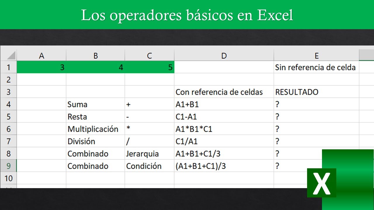 Sumar Restar Multiplicar Y Dividir En Excel Operadores Básicos