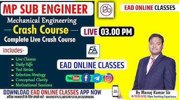 MP SUB ENGINEER | MECHANICAL LIVE CRASH COURSE | GOING TO LAUNCH BY MANOJ SIR