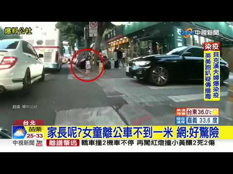 驚險!女童跑公車輪胎旁 騎士神反應一把抱│中視新聞 20200908