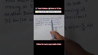 Train Problem Trick in 15 Sec🔥Time speed &distance |SSC BANK RRB maths#shorts@smart_mathstricks)