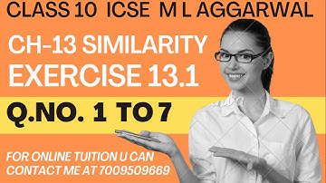 ICSE Ch-13  Similarity Ex-13.1 Q. No.1-7 From M L Aggarwal For ICSE Class 10 Math @jindalmathspoint