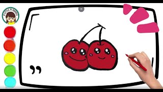 😊❤️How To Draw a Cherry | Step by Step 👩‍🎨 Painting & Coloring #howtodraw #drawidea #drawingseasy