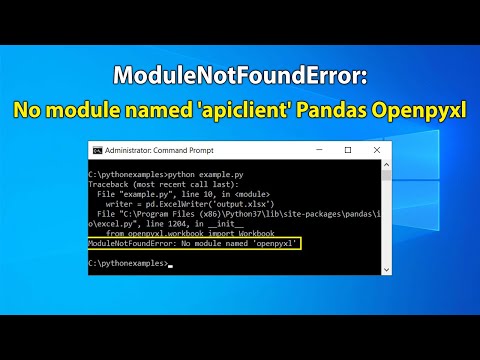 ModuleNotFoundError: No module named 'apiclient' Pandas Openpyxl