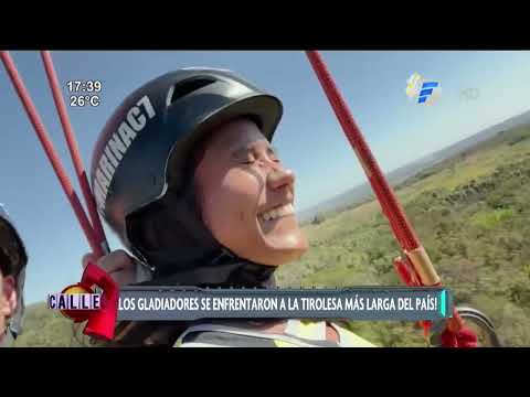 Te mostramos la segunda parte del desafío de los gladiadores a la tirolesa más larga del país