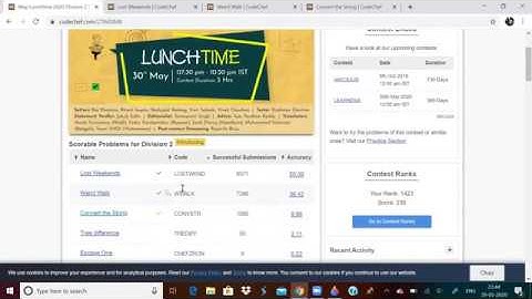 CODECHEF MAY-LUNCHTIME. 30-05-2020