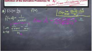 Definition of the Derivative Practice Problem 7 - Finding the Derivative of 1/(x+1)  Calculus