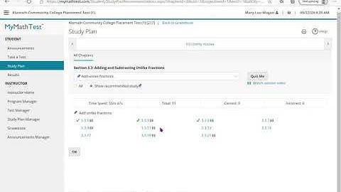 MyMathTest How-to use the Study Plan