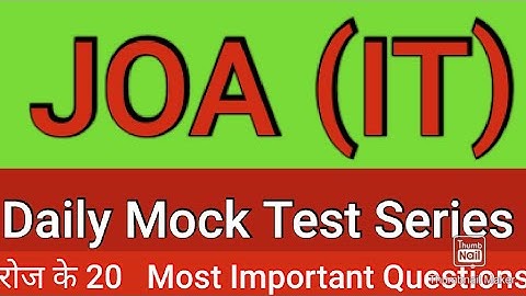 JOA (IT) Daily Mock Test Series (video-1) #Postcode965 #joait965