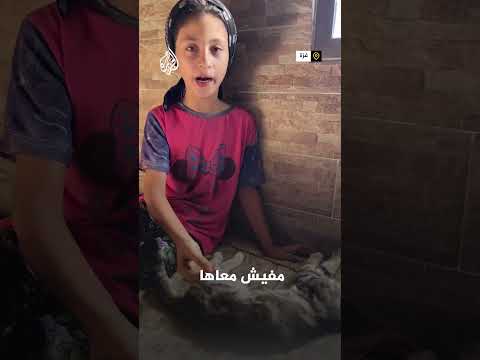 طفلة فلسطينية تشكو معاناة قطتها من الجوع في غزة