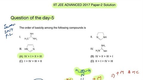 IITJEE ADVANCED 2017 paper-2 solution-The order of basicity among the following compound is
