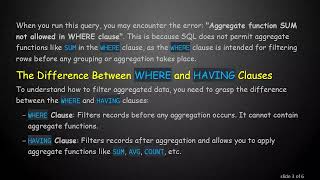 How to Use SUM in the WHERE Clause of SQL