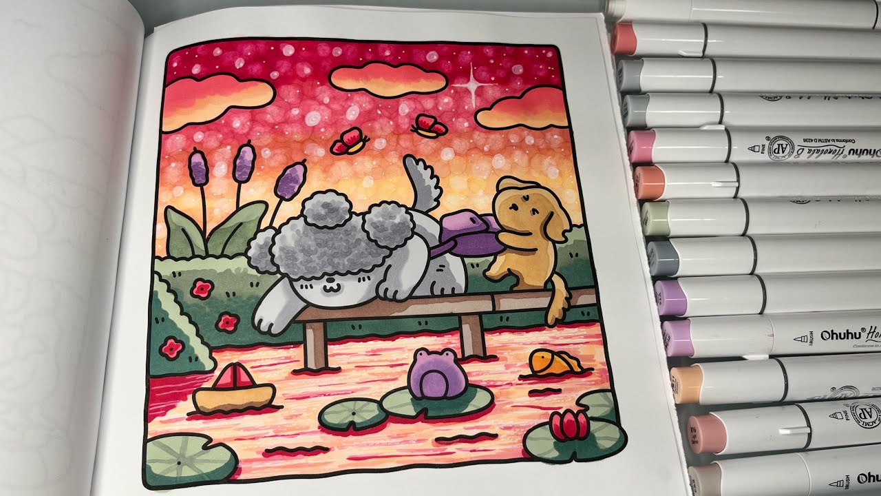 Cozy Cuties by Coco Wyo | Color With Me | Ohuhu Alcohol Markers #cocowyo #cozycuties #adultcoloring 