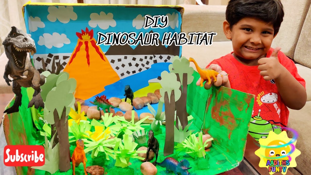 DIY Dinosaur Habitat Kids make DIY habitat for dinosaur with