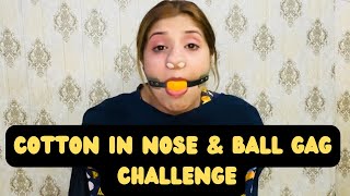 Ball Gag Cotton Ball In Nose Challenge