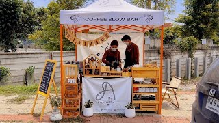 ASMR Cafe Vlog Mini cafe’ Shop Inizio coffee Slow Bar Kopi Mokapot | Tasty Inside  | Street Food