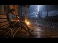 Sitting in Silence Under a Wood Covered Porch During Heavy Thunderstorm | RDR2 ASMR
