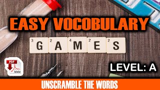 Word Game -  Level A2 + PDF - Find the word - unscramble the words - Easy English Lesson screenshot 1