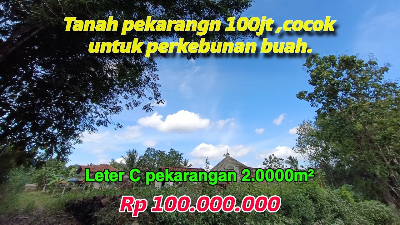 ❌Tanah pekarangan luas estimasi 2.000m² ,100jt ✅