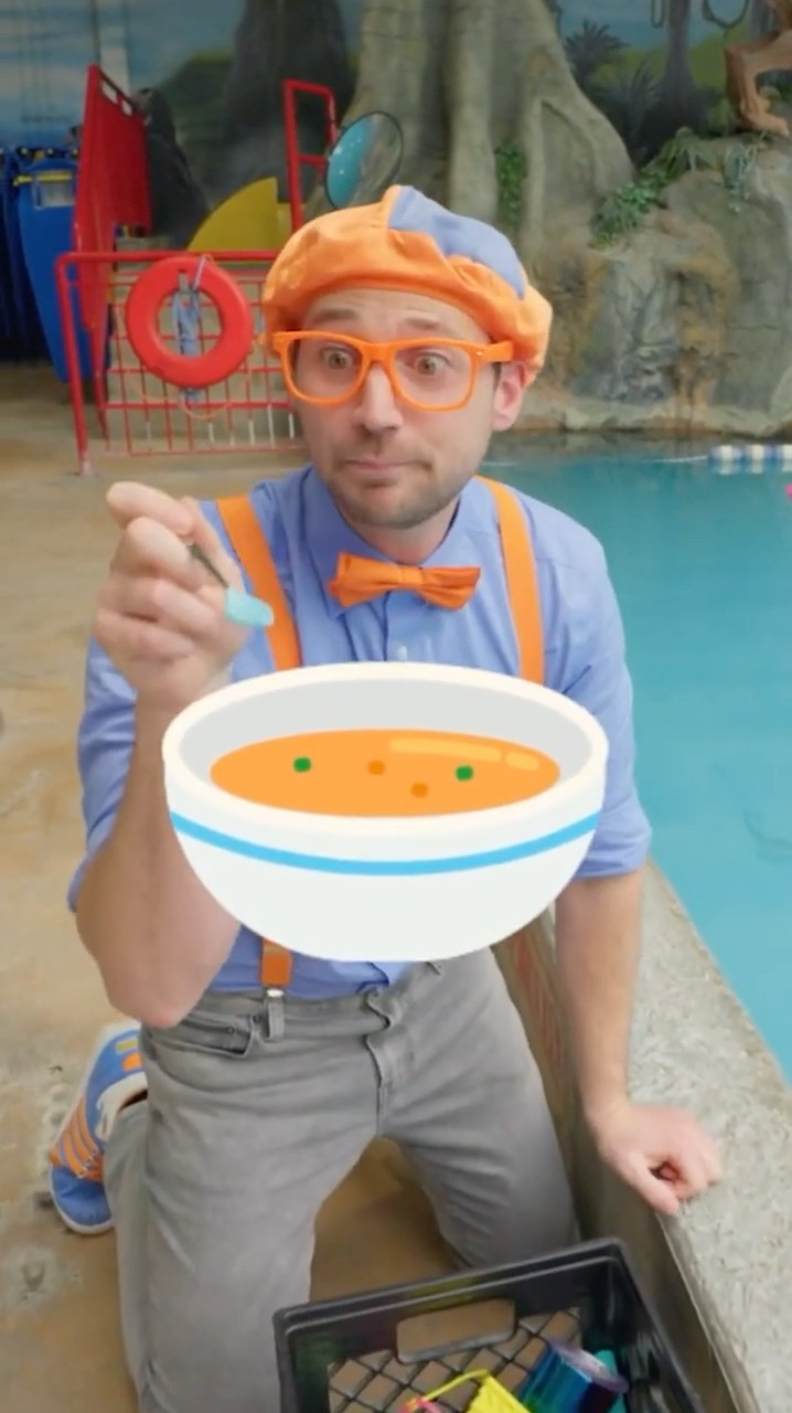 It's Blippi's Favorite Soup! Sink or Float with a Spoon! #blippi #shorts