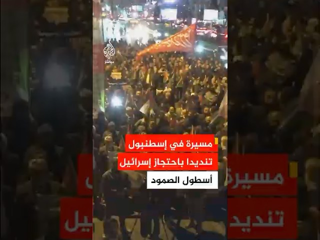 مسيرة في إسطنبول تنديدا باحتجاز إسرائيل أسطول الصمود