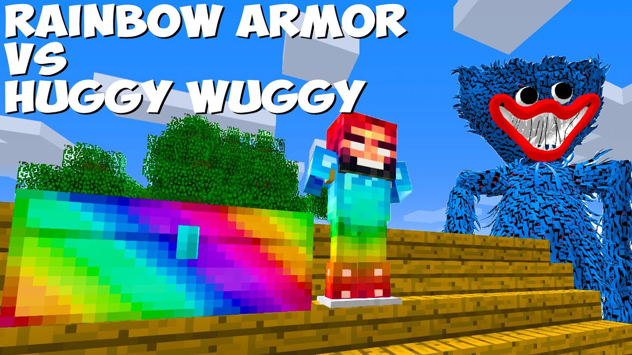 I found HUGGY WUGGY and RAINBOW CHEST WITH SUPER ARMOR in Minecraft ...