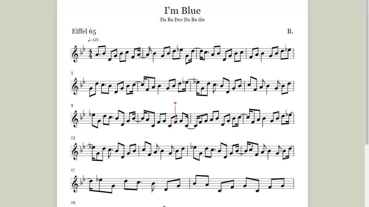 eiffel 65 blue piano sheet music