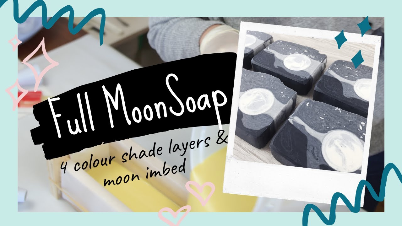 How I MADE FULL MOON Soap for the FIRST TIME // two soap loaves, moon imbed & four colour layers