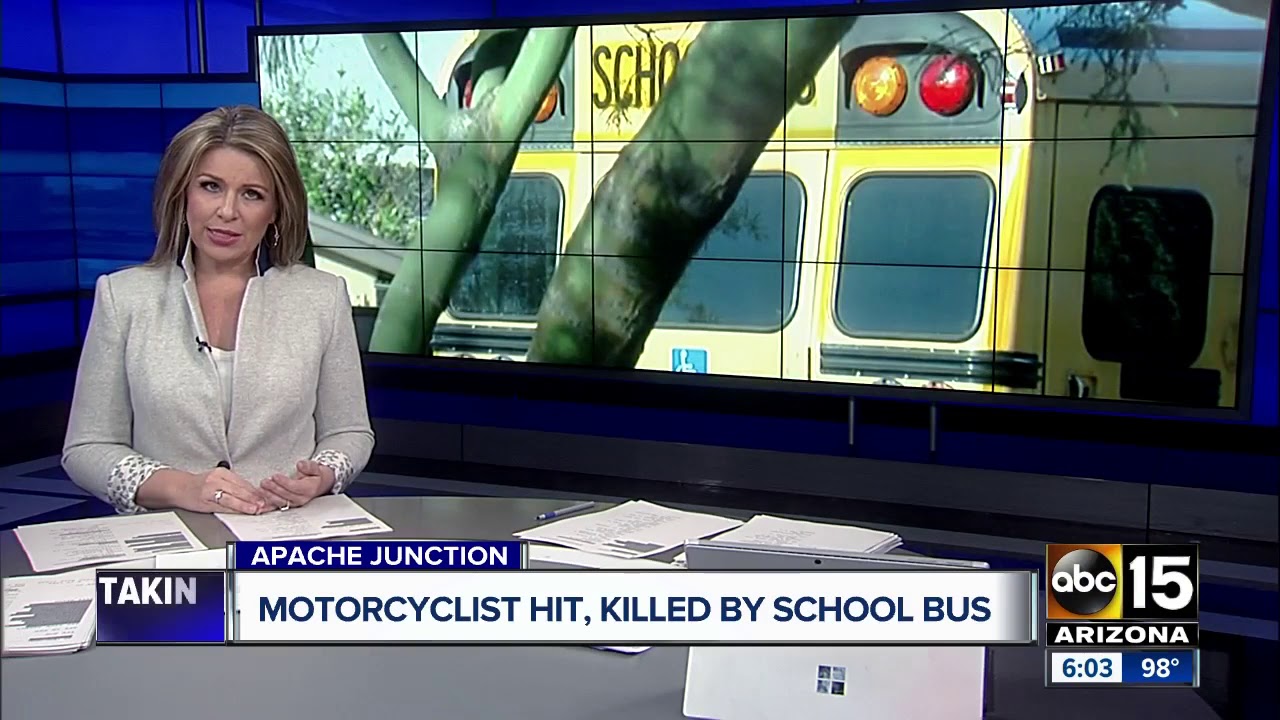 Motorcyclist killed after crashing into school bus - YouTube
