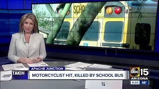 Motorcyclist killed after crashing into school bus