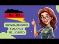 Deutsch lernen: Konjunktionen "sowie, jedoch, solange, je ... desto" mit 40 Beispielsätzen (B1-B2)