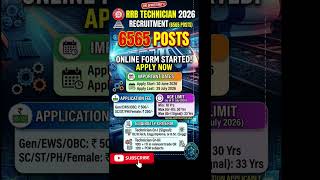 RRB Technician 2026 Notification Out! 🔥 6565 Posts #Shorts #exam #govtjobs #itijobs #rrb
