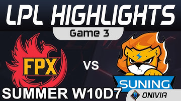 FPX vs SN Highlights Game 3 LPL Summer Season 2020 W10D7 FunPlus Phoenix vs Suning by Onivia