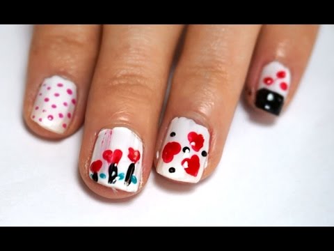 tutorial systems Heart Nail Art Tree heart for love - Love Mix and match design