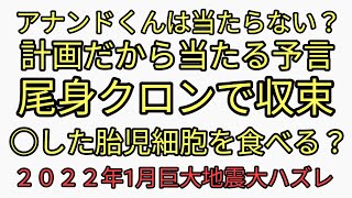 当たらないアナンドくん予言より確実に当たる計画だから。尾身クロンで収束。○した胎児細胞を食べたい？２０２２年1月巨大地震