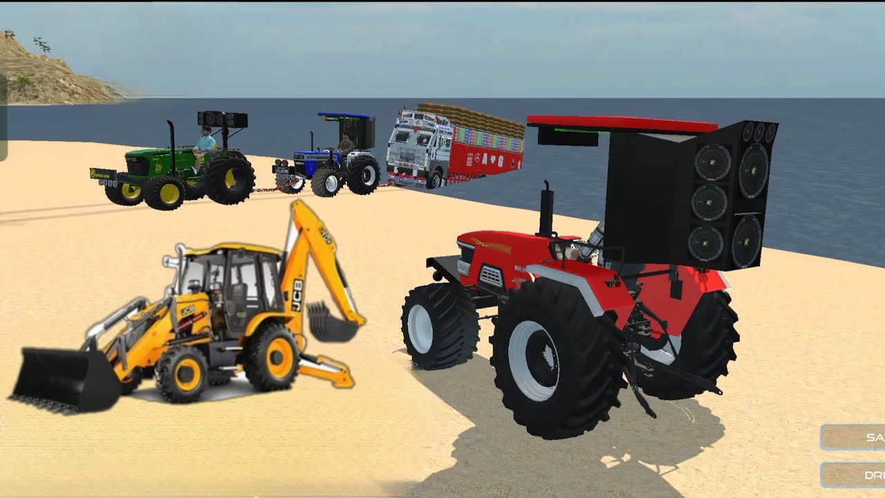Indian truck stuck in sea and tractors rescue the truck from 🚜#tractorgame#gamingvideo MAJDUR GAMER🫣
