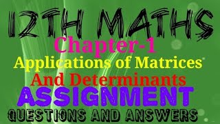12th Maths Assignment|  Unit-1| Applications of Matrices And Determinants|Questions And Answers