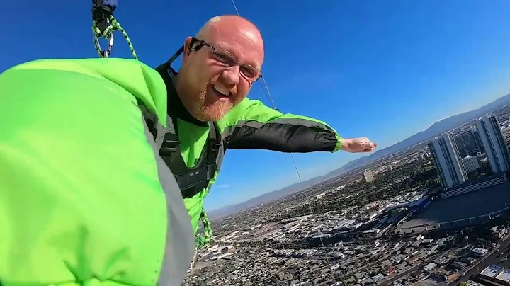 Jumping the SkyJump off the 108th floor of SkyPod at The Strat in Las Vegas