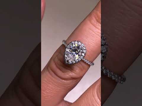 Pear Moissanite Top & Side Halo Eng Ring ring video