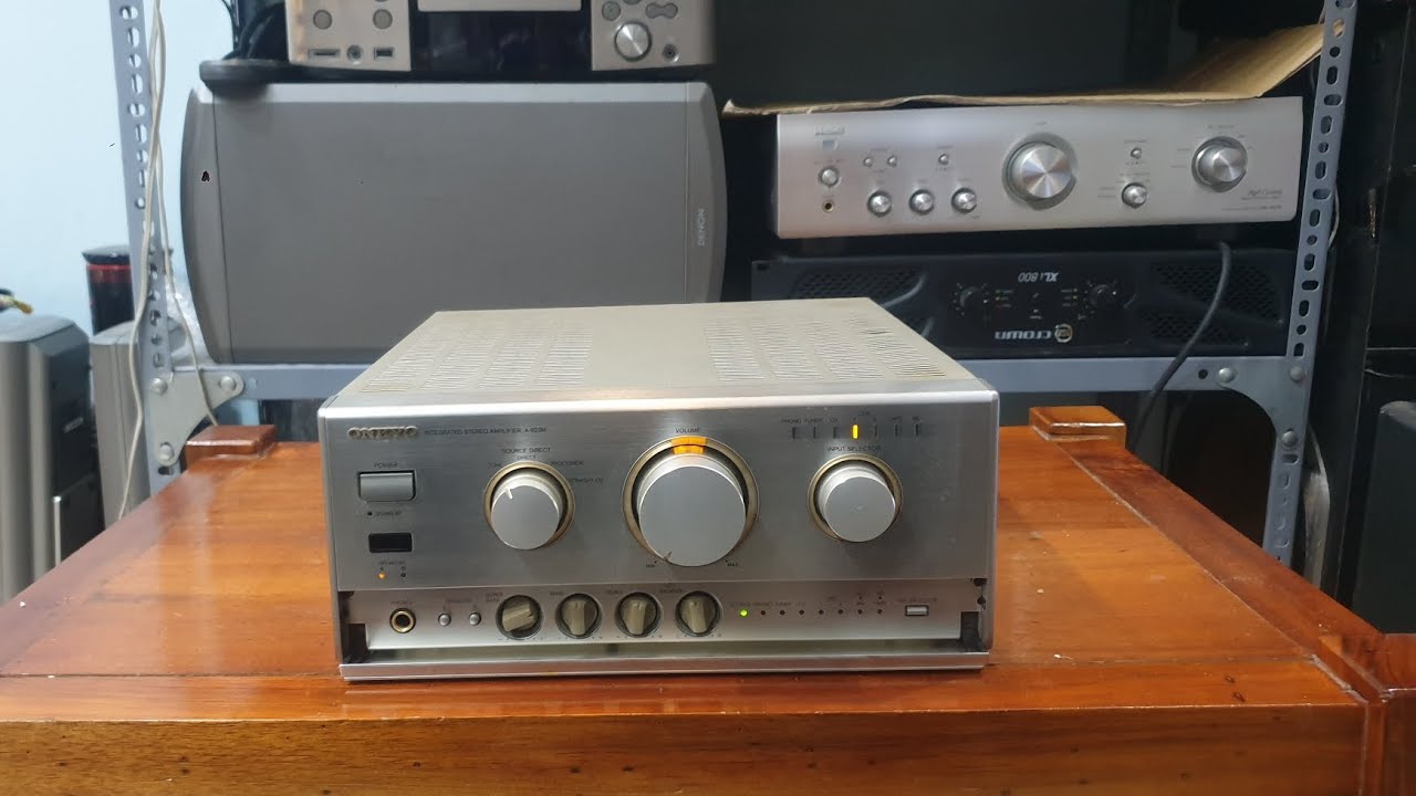 Amply onkyo A 922M ghép loa bookshelf nghe nhạc vàng thì quá hay