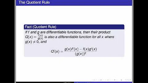 Screencast 2.3.1: Quick review - The Product and Quotient Rules
