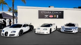 O'gara cars & coffee: clk gtr, 3x bugatti veyron, eb110 chrome!