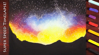 Drawing a Night Sky with Soft Pastels | Super Speed Art screenshot 5