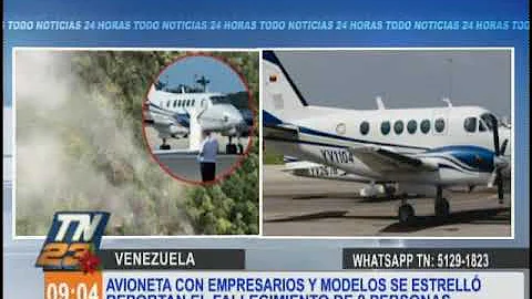 Avioneta se estrella en Venezuela con empresarios y modelos a bordo