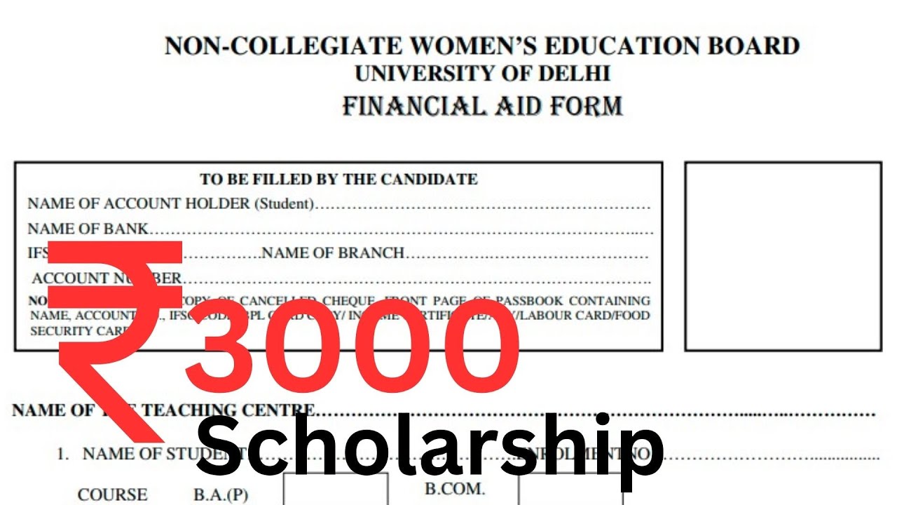 NEW NOTICE FINANCIAL AID - NCWEB BA BCOM - IMPORTANT FORM