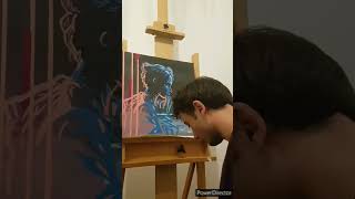 Painting a Cyberpunk Woman during a rainy day in Paris