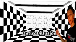 OPTICAL ILLUSION 3D WALL PAINTING || CAT TEMBOK 3D || LUKISAN DINDING KAMAR HITAM PUTIH 3D