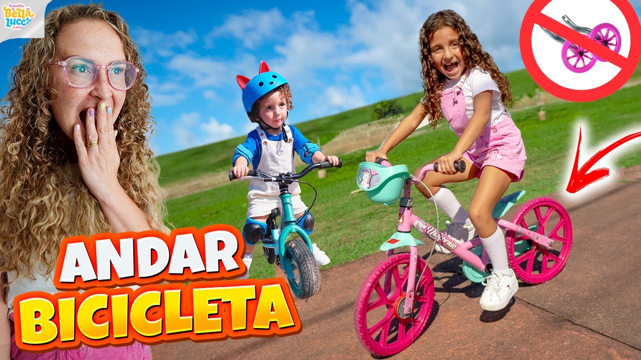BELLA APRENDENDO ANDAR DE BICICLETA SEM RODINHAS SERÁ QUE ELA CONSEGUIU? FAMÍLIA BELLA E LUCCA SHOW