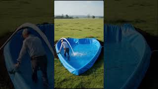 I Built a Giant Heart Pool by Hand 💙 Insanely Satisfying Transformation #shorts