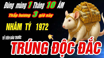 Trời định Tuổi NHÂM TÝ 1972 TRÚNG SỐ ĐỘC ĐẮC CỰC GIÀU Khi thắp hương đúng 3 giờ này  mùng 1 T.10